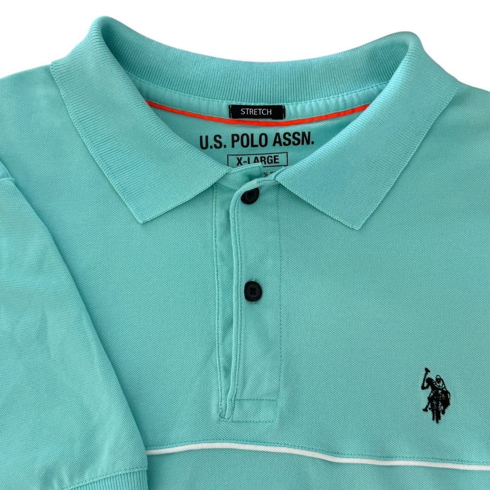 US Polo Assn. Blue White Color Block Polo Shirt Size XL